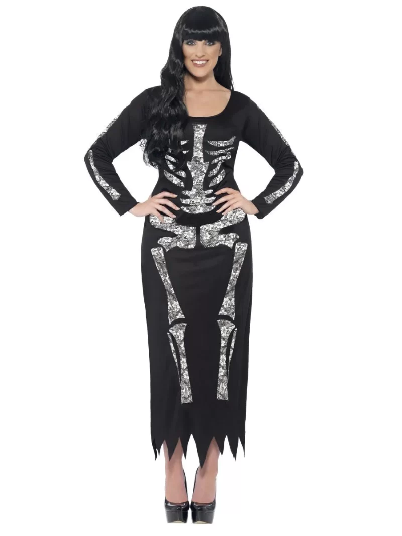 Skeleton Ladies Halloween Fancy Dress Costume - Image 2