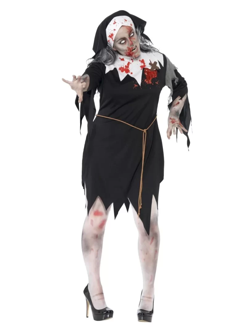 Zombie Alley Bloody Nun Mary Ladies Halloween Fancy Dress Costume - Image 2