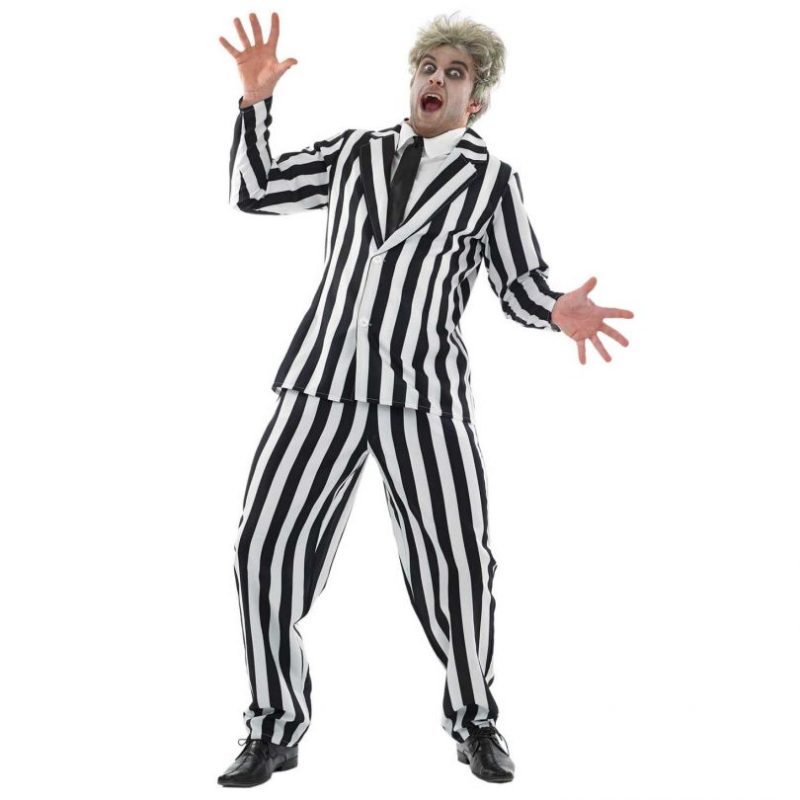 Black & White Suit (Beetlejuice) Men's Halloween Fancy Dress