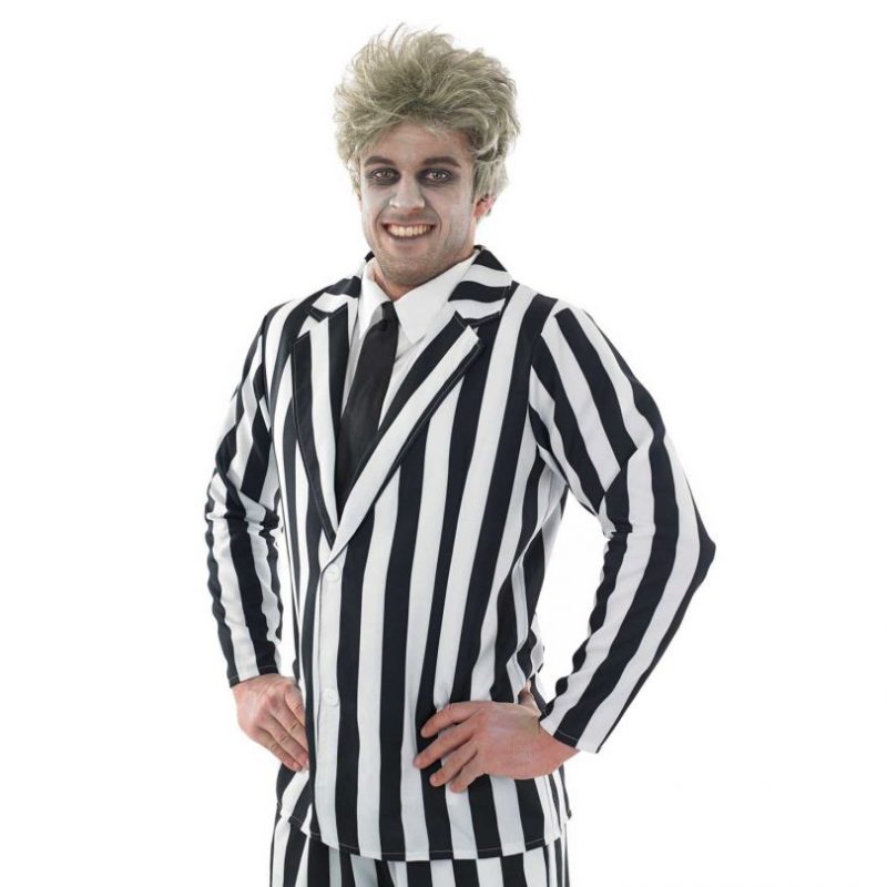 Black & White Suit (Beetlejuice) Men's Halloween Fancy Dress - Image 2