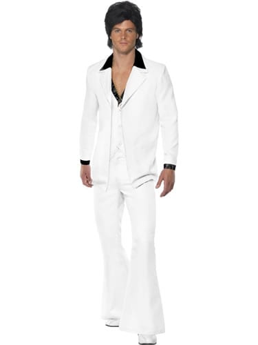 1970's White Suit Men's Fancy Dress Costume