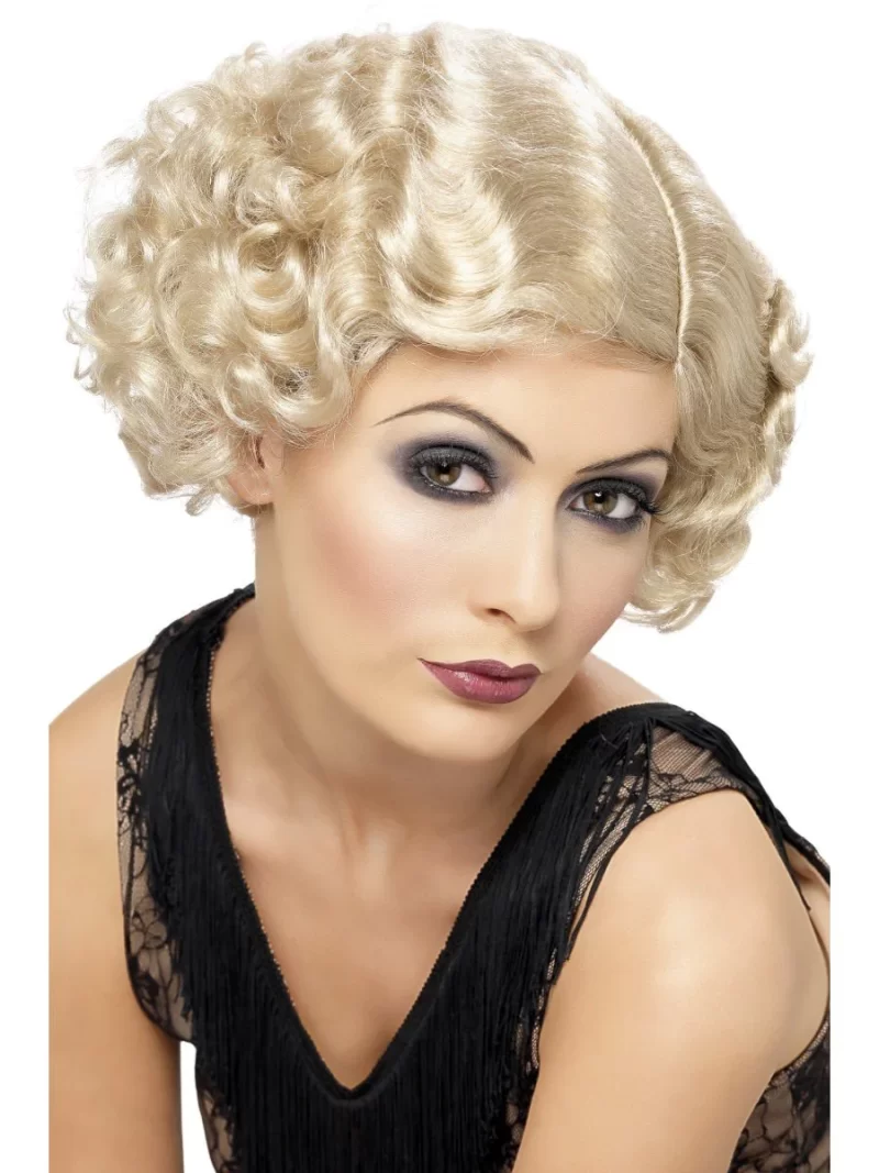 1920's Blonde Curly Flirty Flapper Wig - Image 2