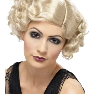 1920's Blonde Curly Flirty Flapper Wig