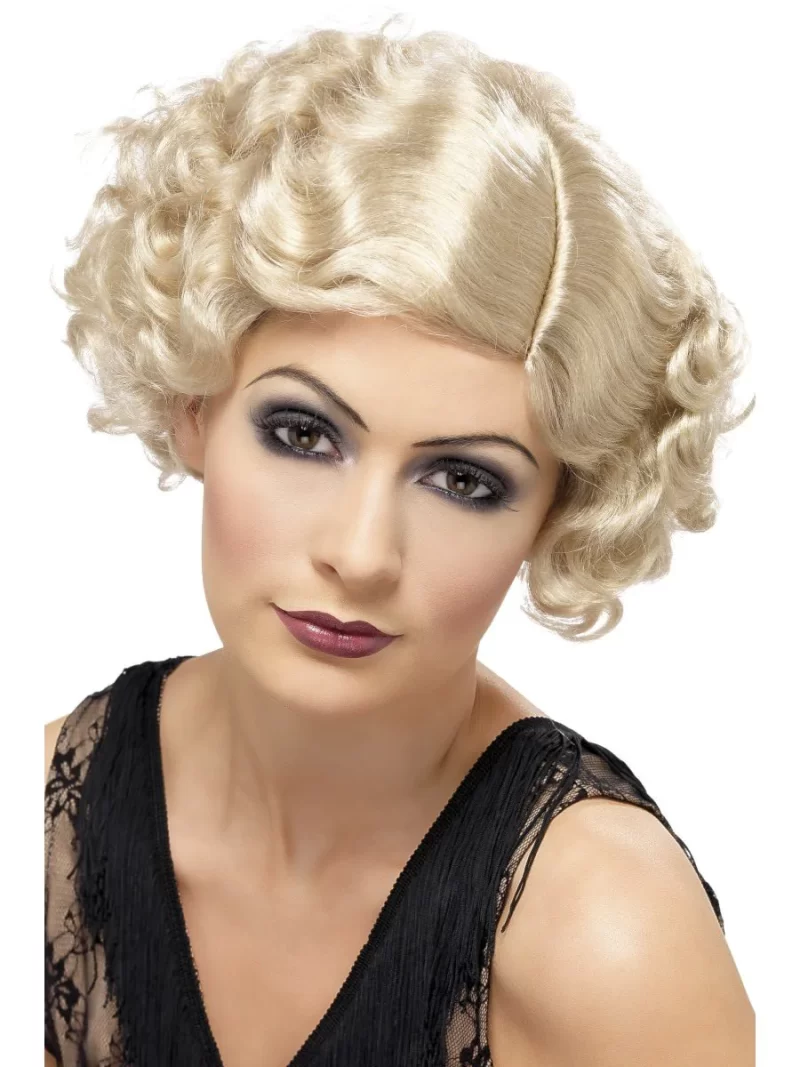 1920's Blonde Curly Flirty Flapper Wig