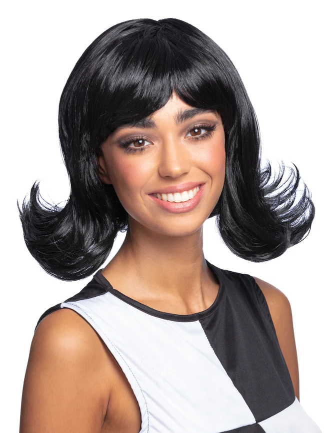 60's Black Flick Up Lady Wig
