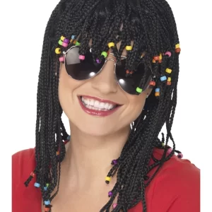 Beaded And Braided Wig Black Unisex - Image 2