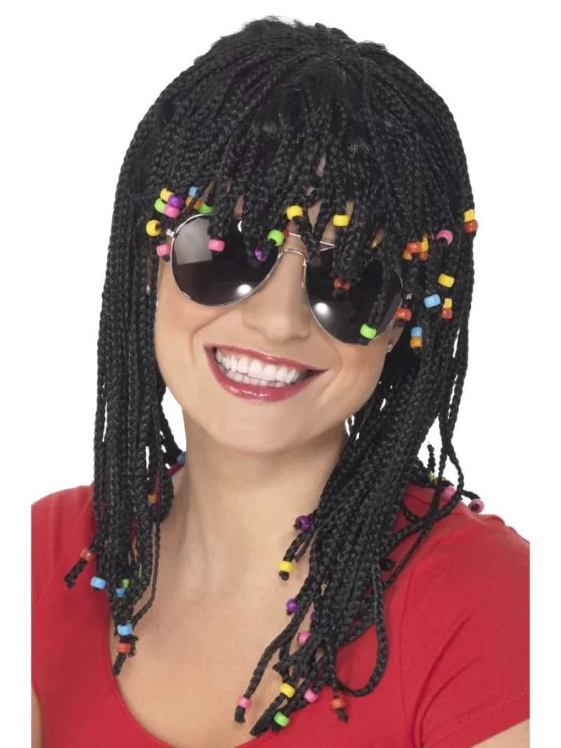 Beaded And Braided Wig Black Unisex - Image 2