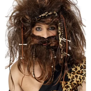 Crazy Caveman Bone Wig & Beard Set