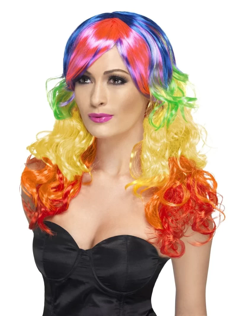 Rainbow Curly Clown Multi-Coloured Wig