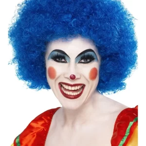 Crazy Clown Blue Curly Afro Wig