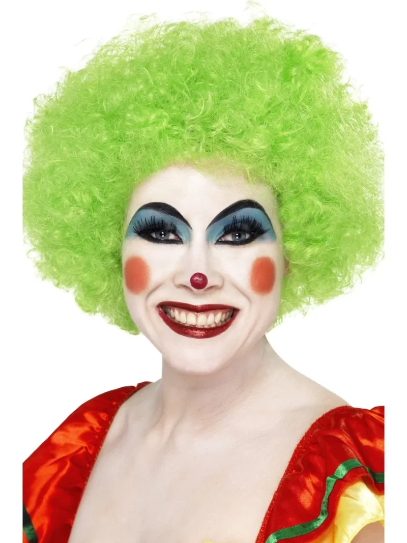 Crazy Clown Green Curly Afro Wig - Image 2