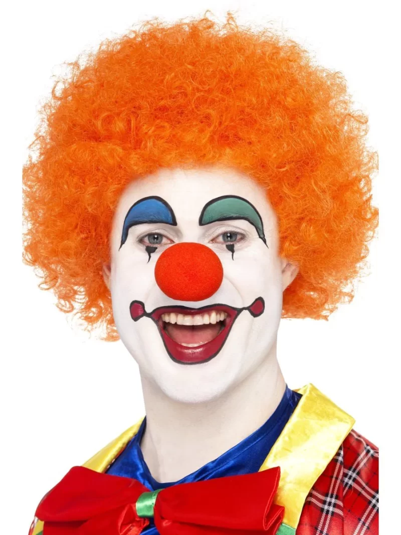 Crazy Clown Orange Curly Afro Wig