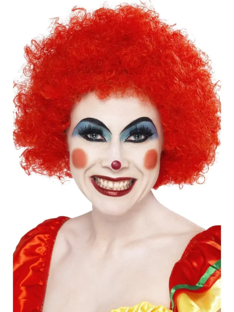 Crazy Clown Red Curly Afro Wig - Image 2
