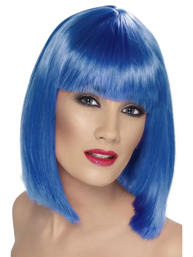 Glam Wig Neon Blue, Long Bob
