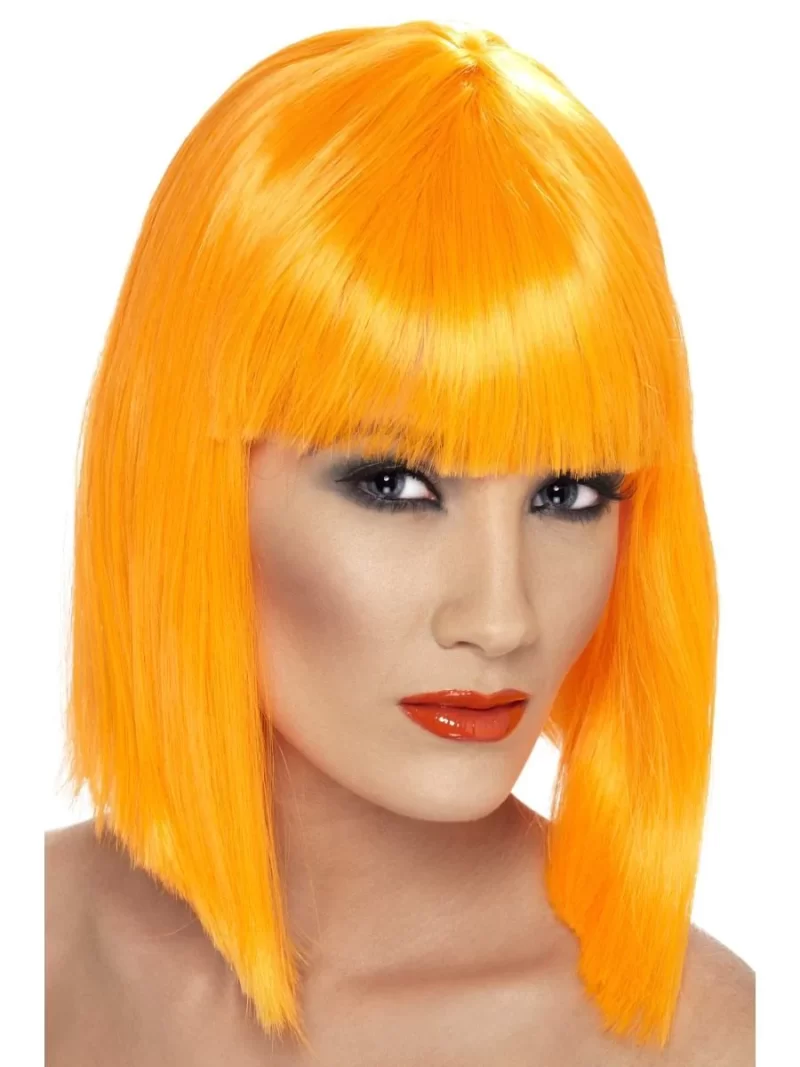 Neon Orange Glam Long Bob Wig