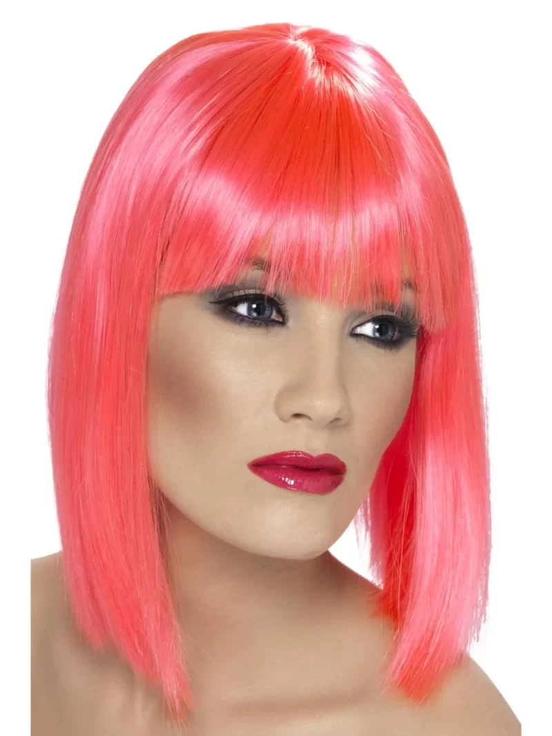 Neon Pink Long Bob Glam Wig