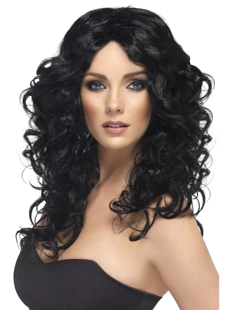 Glamour Wig Curly Black