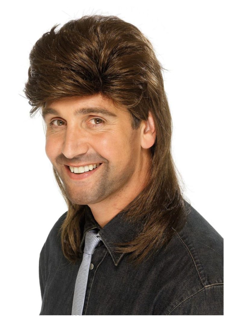 80's Mullet Wig Brown Mix