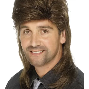 80's Mullet Wig Brown Mix - Image 2