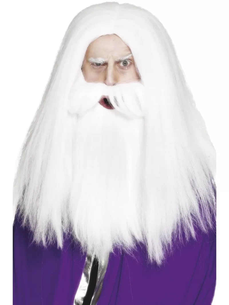 Sorcerer Magician Wig & Beard Set White (Dumbledore)