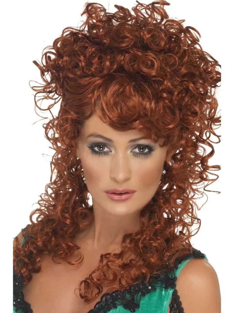 Saloon Girl Auburn Curly Wig