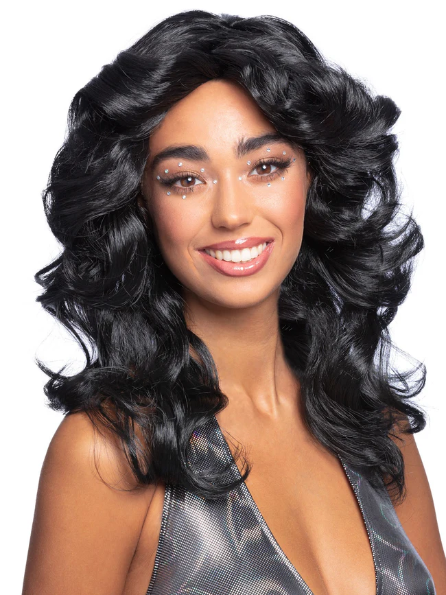70's Layered Flick Wig Black