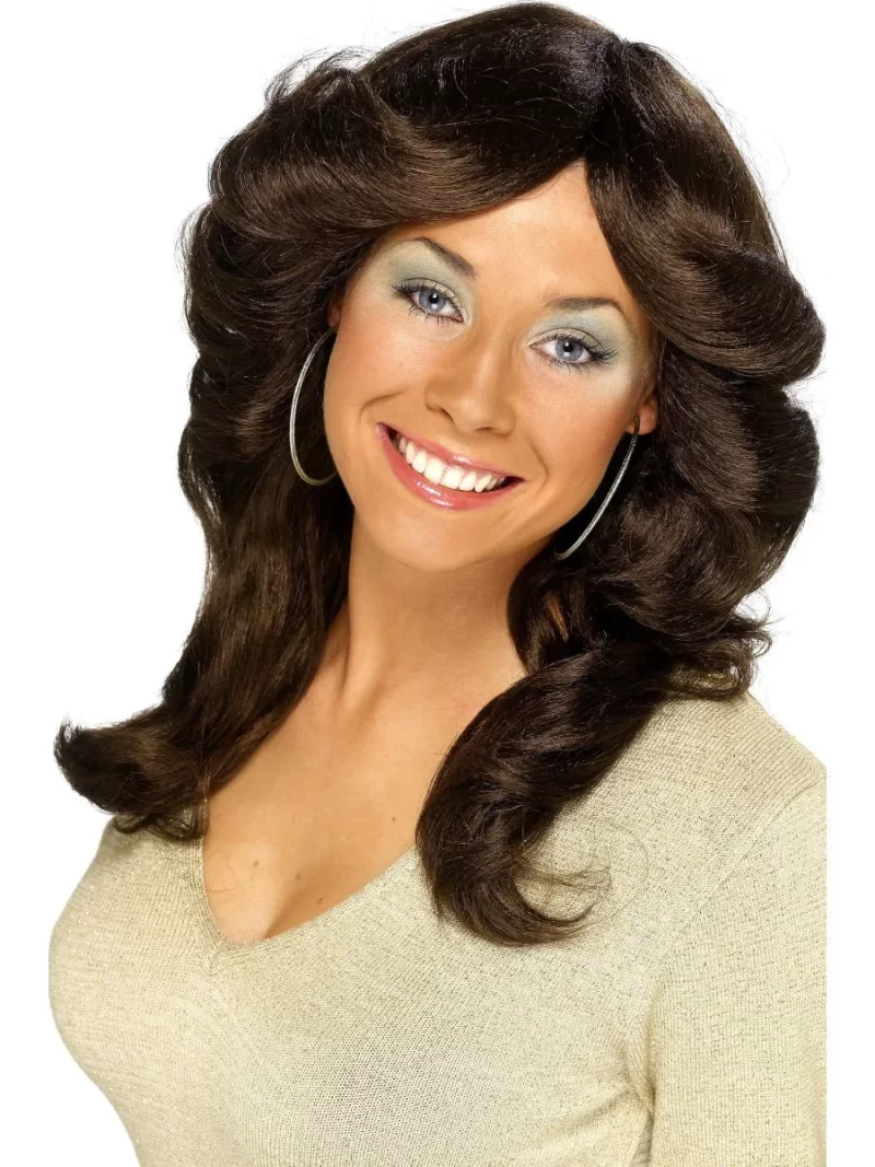 70's Layered Flick Wig Brown