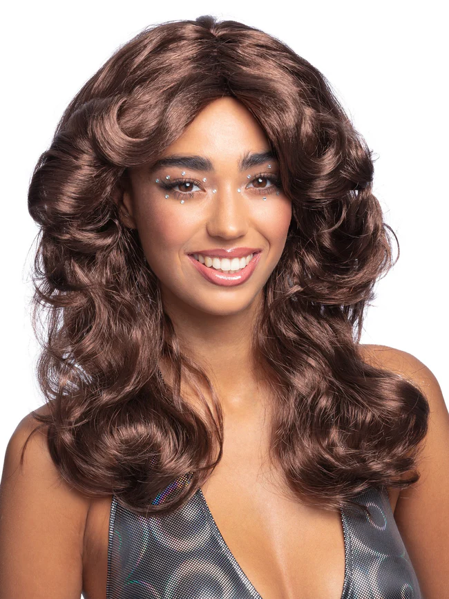 70's Layered Flick Wig Brown