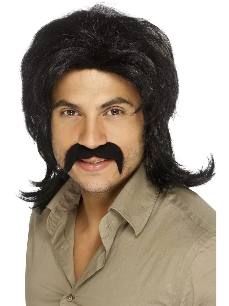 70'S Retro Man Wig Moustache Black