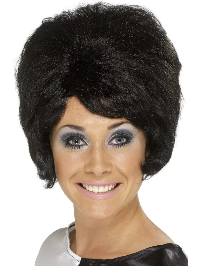 60's Beehive Wig Black
