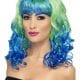 Divatastic Curly Green & Blue Wig