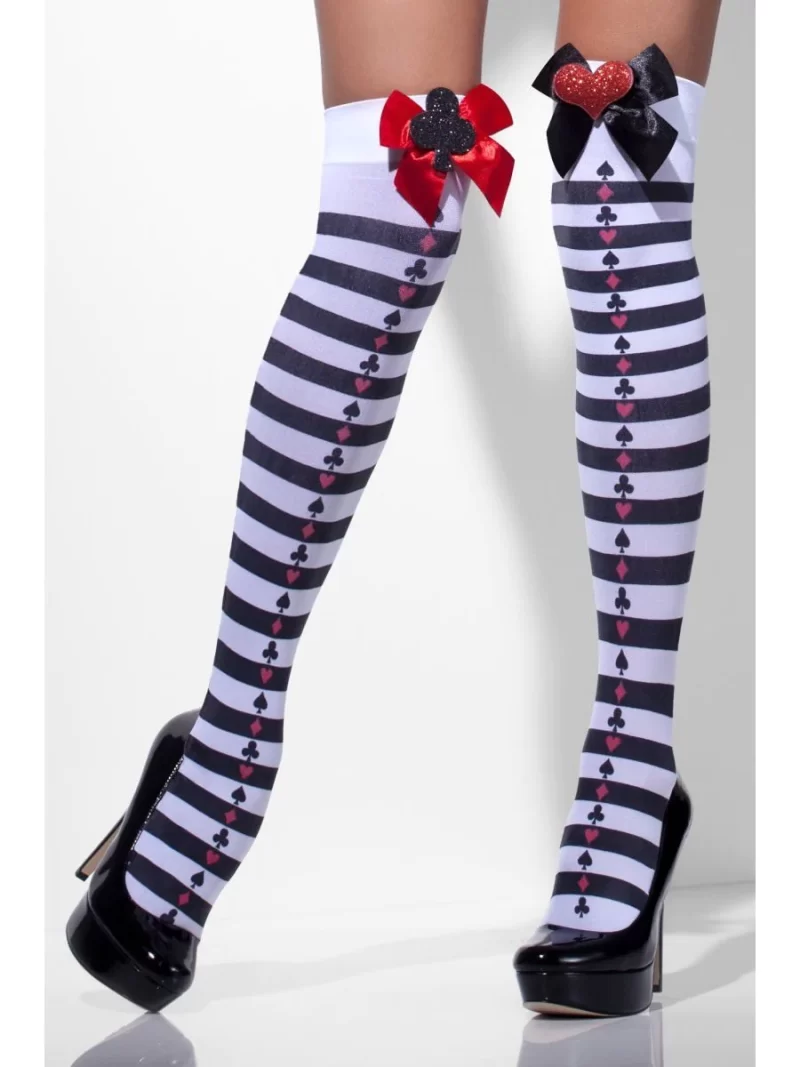 Poker Stripe Design Hold Ups, Stockings
