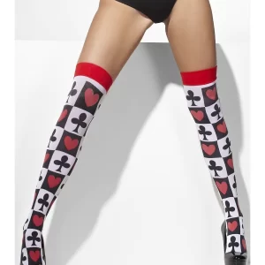 Poker Pattern (Queen Of Hearts) Thigh High Stockings