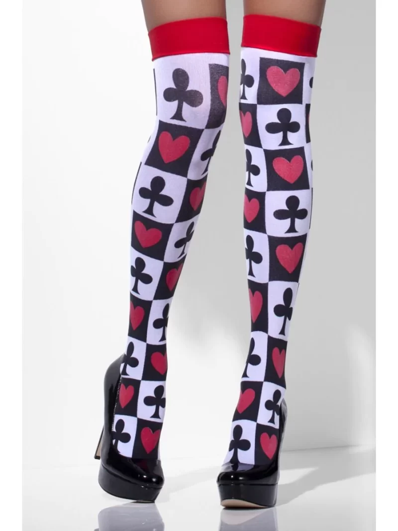 Poker Pattern (Queen Of Hearts) Thigh High Stockings - Image 2