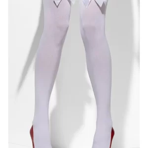 White Thigh High Stockings with White Bows - Image 2