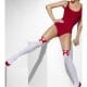 White Thigh High Stockings with Red Cross Bows