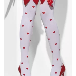 White Over the Knee Stockings with Hearts & Bows - Image 2