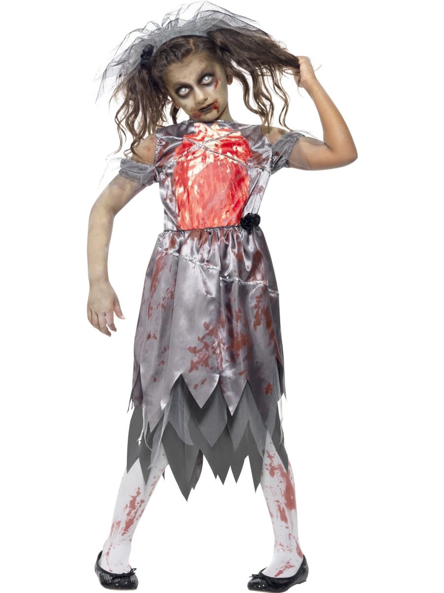 Zombie Bride Children's Halloween Fancy Dress Costume-0