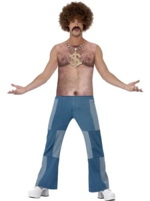 Realistic 70's Hairy Chest Top Men's Fancy Dress Costume