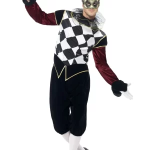 Gothic Venetian Harlequin Men's Halloween Fancy Dress Costume