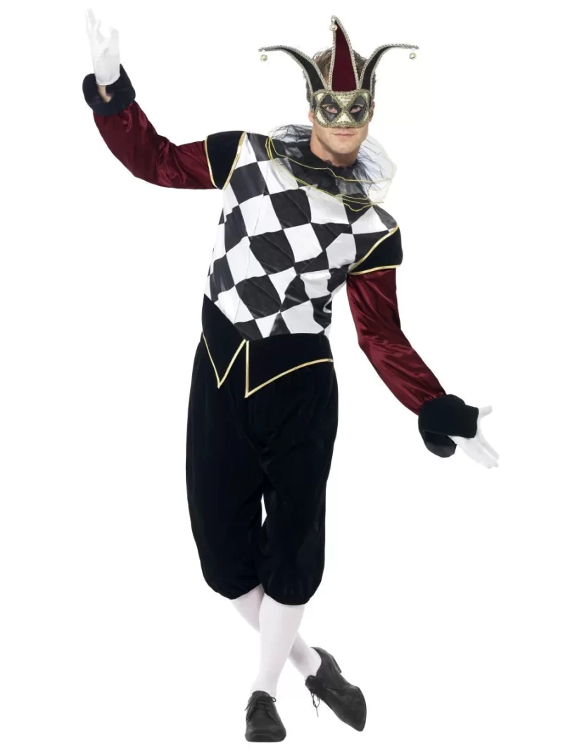 Gothic Venetian Harlequin Men's Halloween Fancy Dress Costume