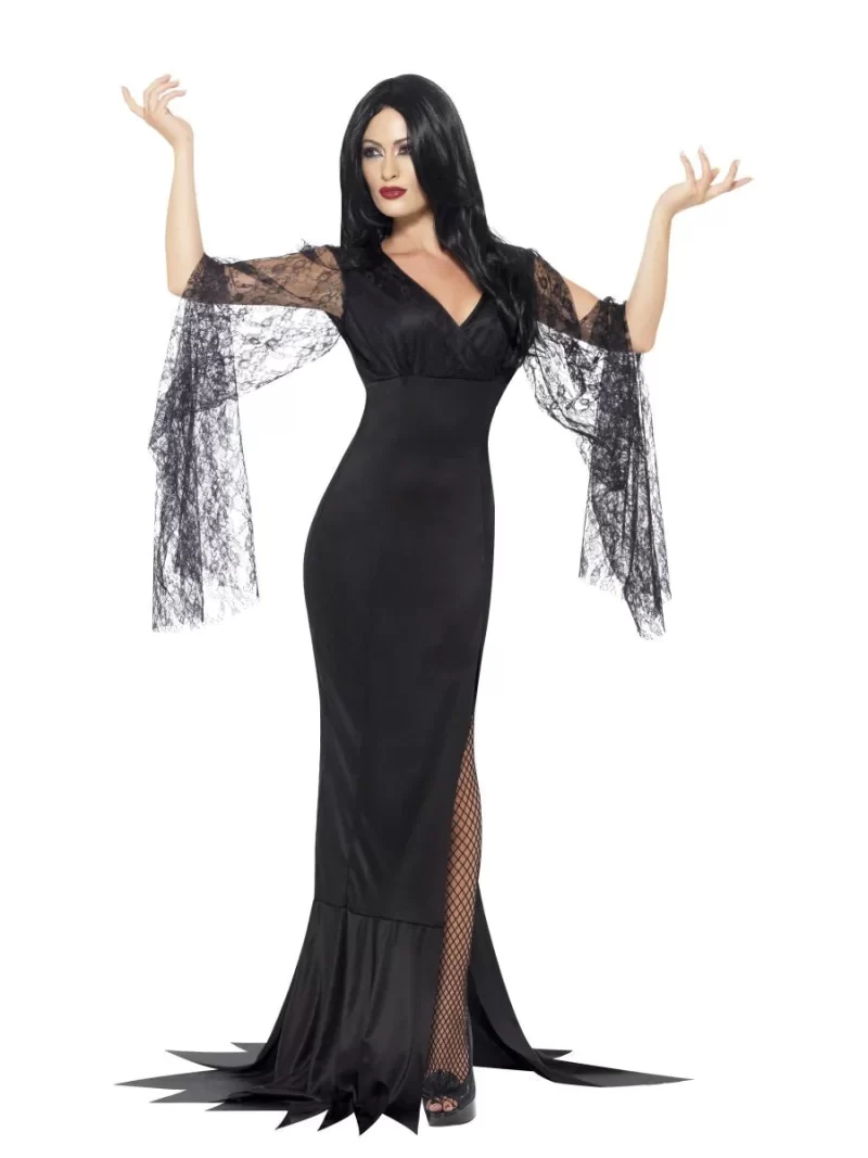 Immortal Soul (Morticia) Ladies Halloween Fancy Dress Costume