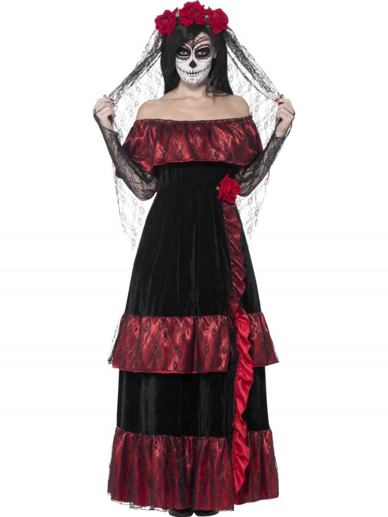 Day of the Dead Bride Ladies Halloween Fancy Dress Costume