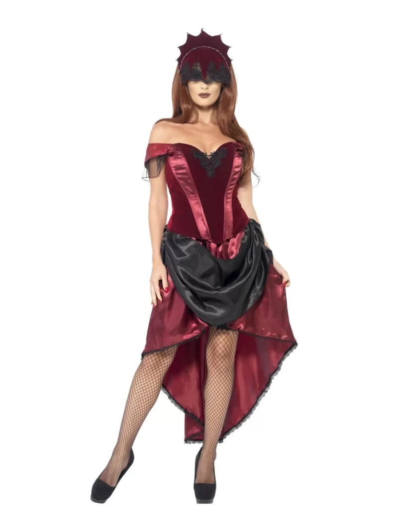 Vampiress Venetian Temptress Ladies Halloween Fancy Dress Costume - Image 2