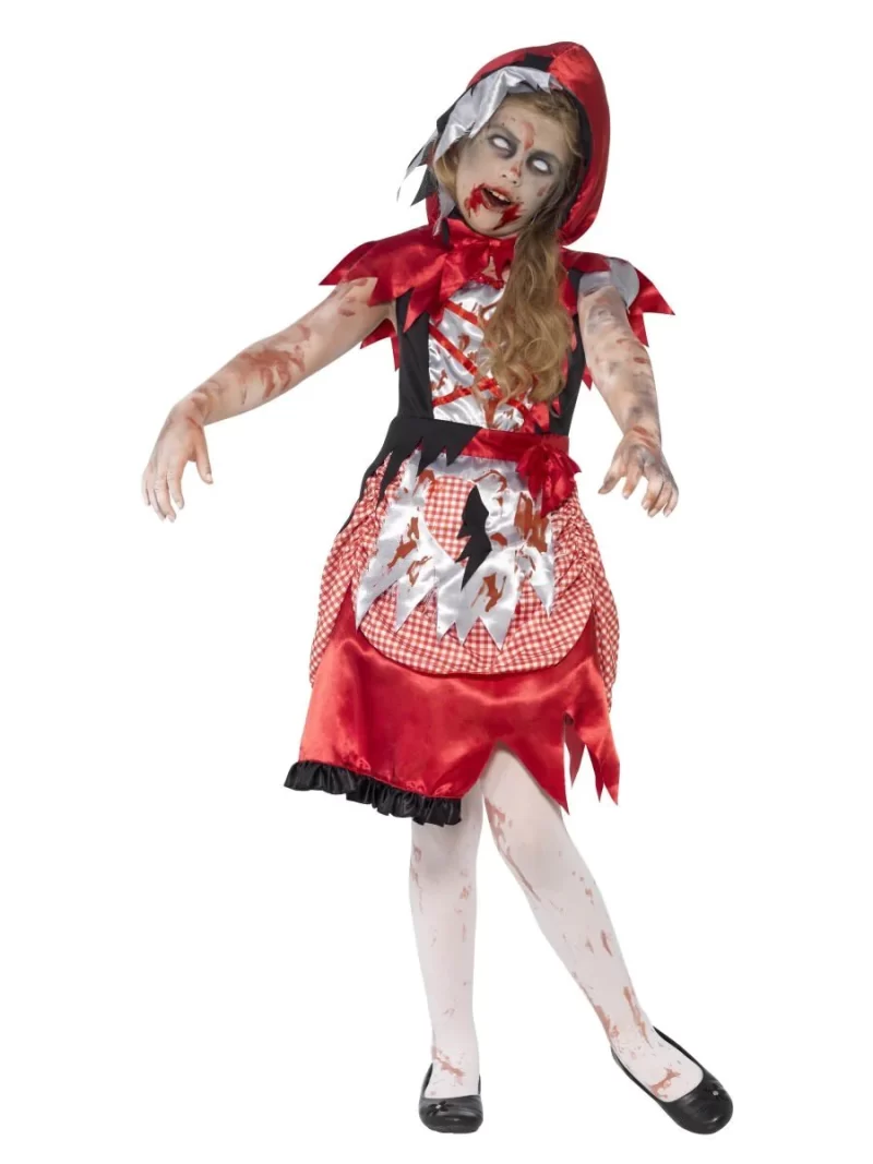 Zombie Miss Red Riding Hood Childrens Halloween Fancy Dress Costume
