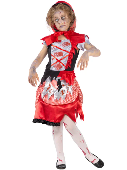 Zombie Miss Red Riding Hood Childrens Halloween Fancy Dress Costume