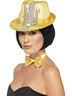 Sequin Trilby Hat Gold