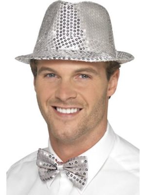Sequin Trilby Hat Silver