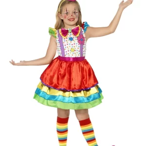 Deluxe Clown Girl Children's Fancy Dress Costume