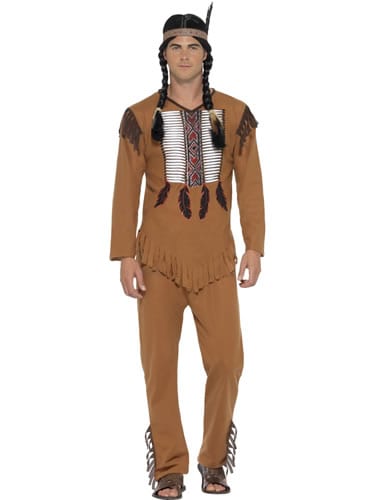 Native Western Warrior Men's Fancy Dress Costume